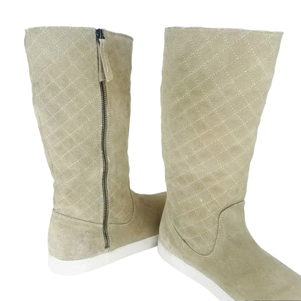 G.H. BASS Zina Women Tan Winter Sneaker Boot Size 9.5 Suede Faux Fur Lining New